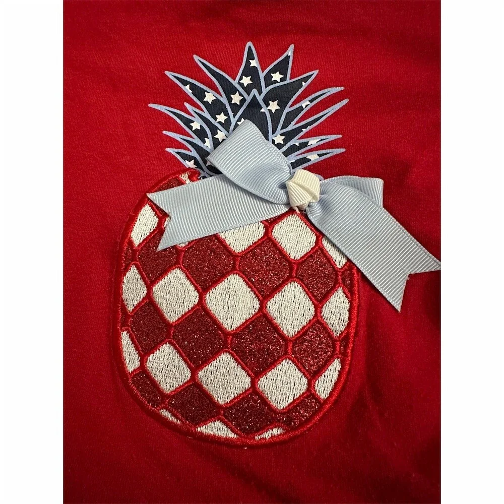 Rare Editions Baby Girl 2pc Patriotic Pineapple Dress Set w/ Bloomers 4th